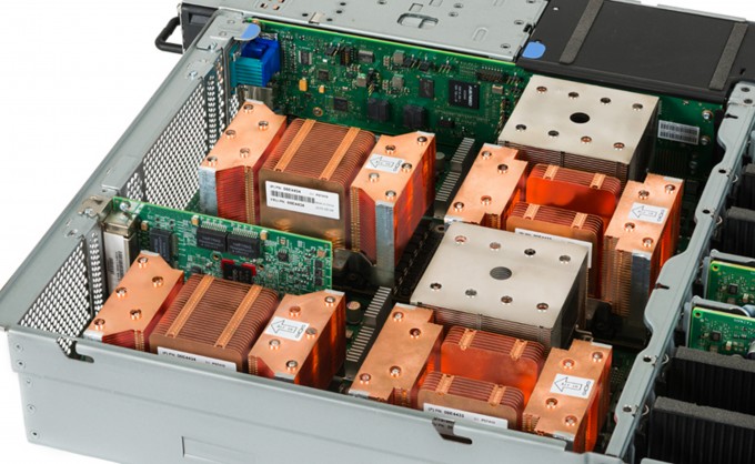 Photo of NVIDIA Tesla P100 NVLink GPUs in an OpenPOWER server