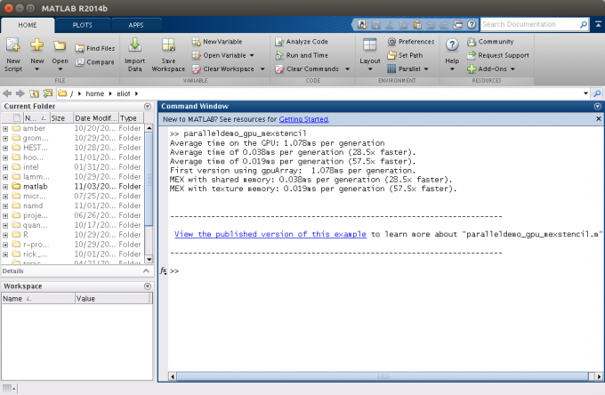 Main MATLAB R2014b window